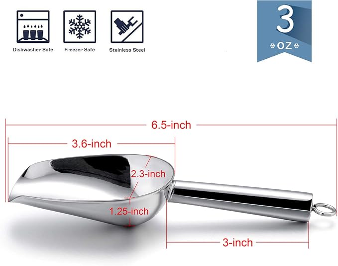 Mini Scoop Set of 8, E-far 3 Ounce Stainless Steel Scoops - Image 2