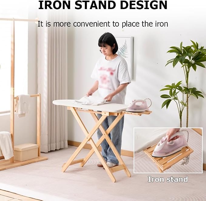 Solid Wood Ironing Station, Ironing Board Height Adjustable Iron Rest, Full - Image 4
