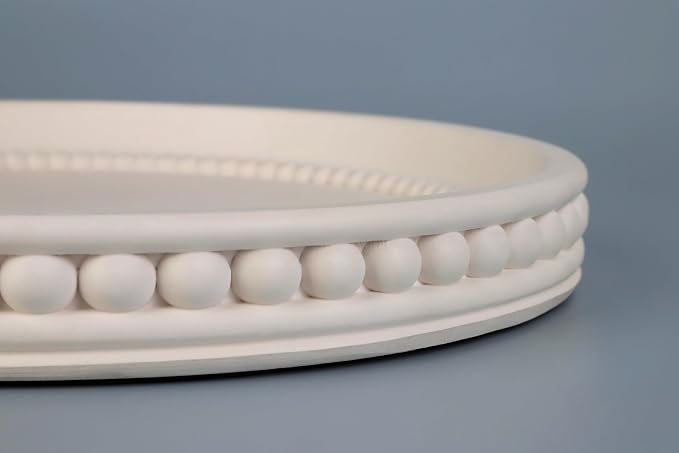 Vixdonos Bead Style Decorative Tray, Round Concrete Tray - Image 3