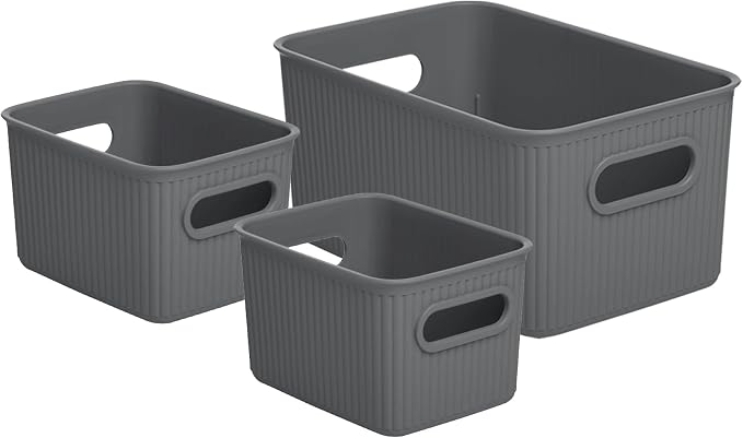 Superio Decorative Plastic Basket Open Home Storage Bins Organizer, 2 Small by Superio