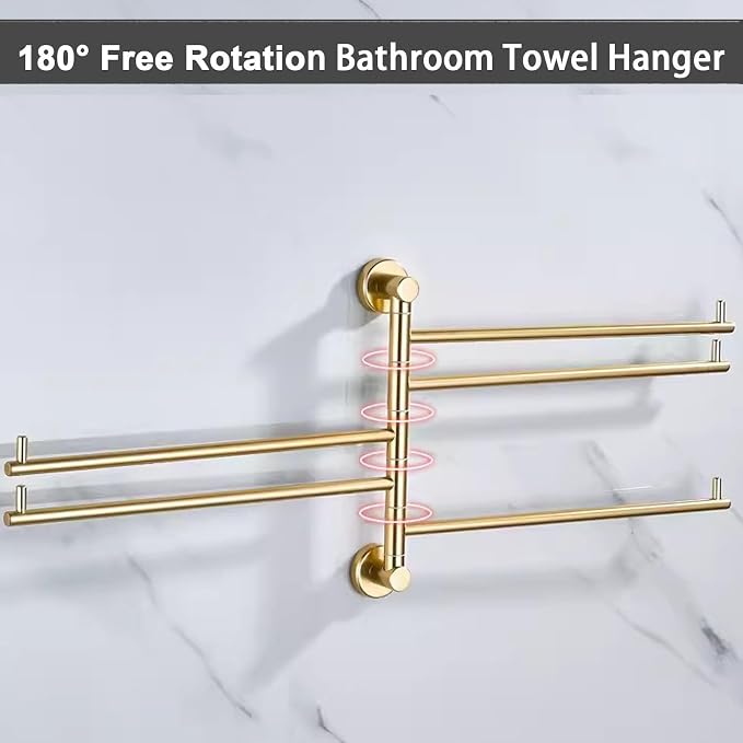 Generic Towel Racks 5-Arms Towel Holder, Bath Towel Bar Swivel Wall Mounted - Image 3