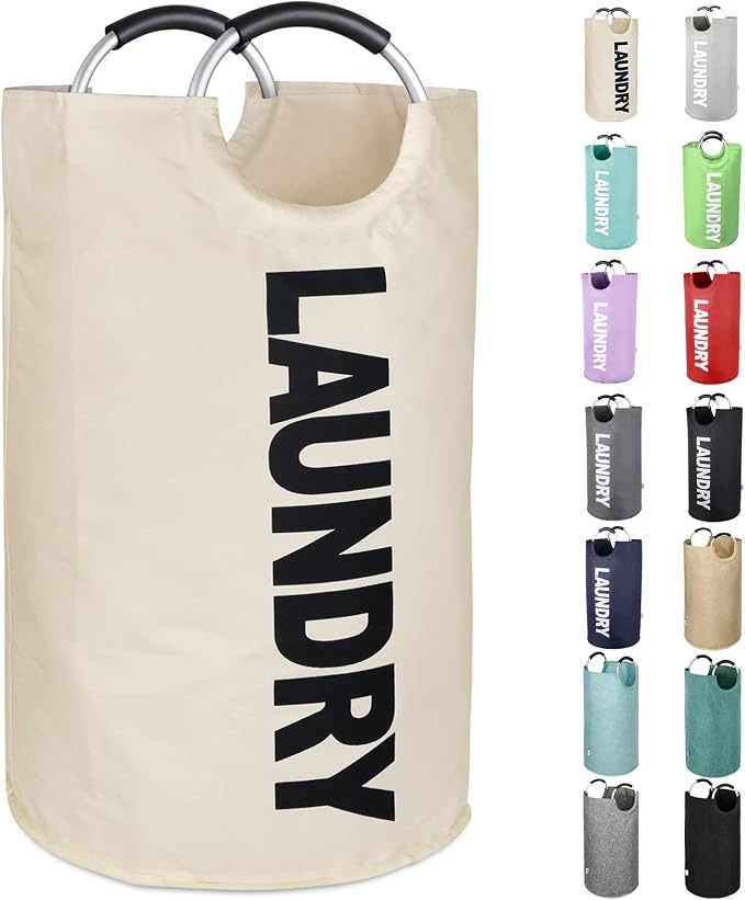 Extra Large Laundry Hamper Bag Collapsible, Tall Laundry Basket by SweetMemoLiving