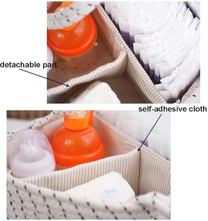 Portable Nursery Basket Woven Diaper Caddy - Image 6