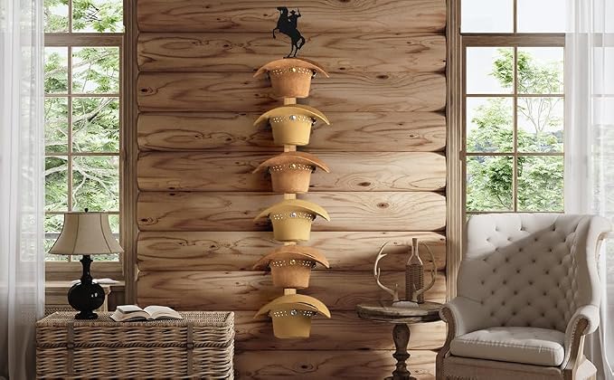 Cowboy Hat Rack for Wall – 3-Piece Wooden & Metal Western Hat Holder, Rustic - Image 9