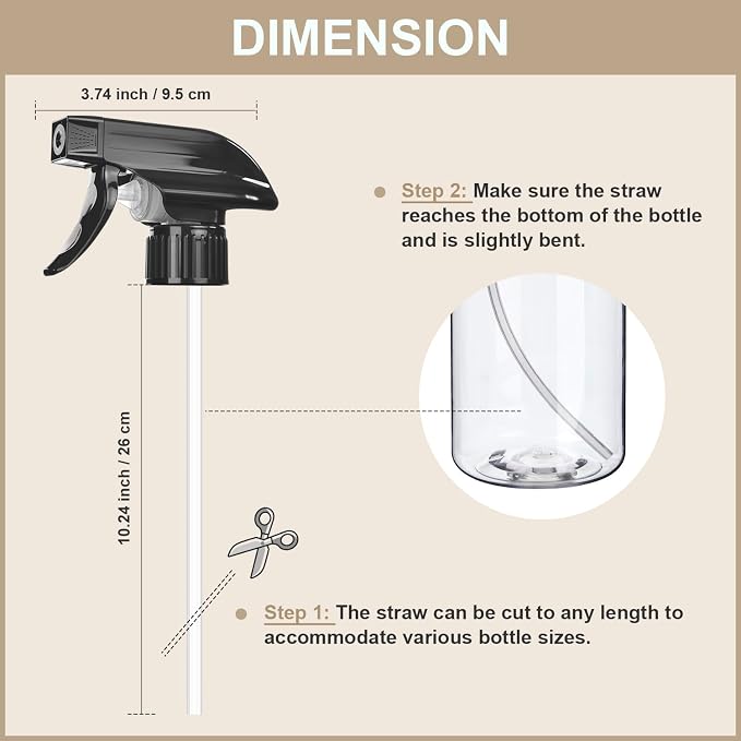 6 Pack Spray Bottle Nozzle Replacement, Universal Spray Tops, Mist & Stream - Image 5