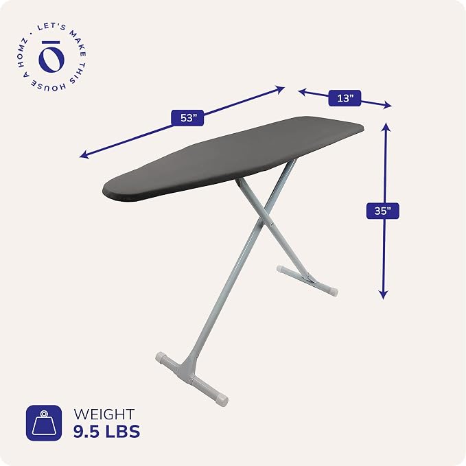 Homz T-Leg Clothes Ironing Board, Portable Compact Foldable Standard Size - Image 4