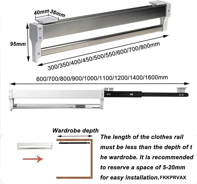 Heavy Duty Extendable Pull Out Closet Rod - Image 2