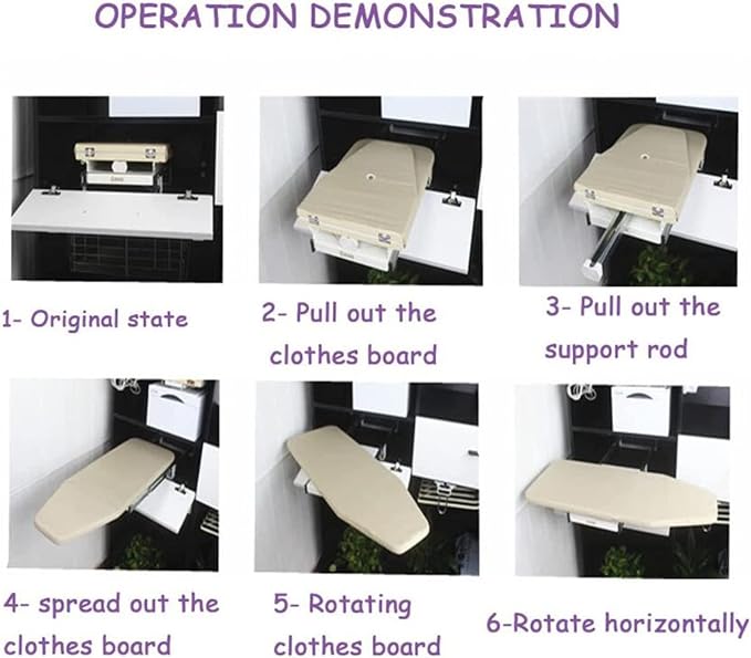 Ironing Board Wooden Folding Ironing Board Rotatable 180° Drawer Ironing - Image 8