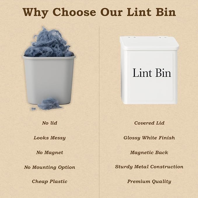 Magnetic Lint Bin for Laundry Room Organization & Storage, Wall-Mounted Dryer - Image 3