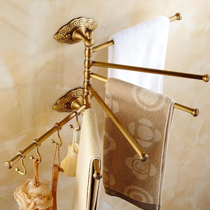 Swing Out Towel Bar Brass Gold Brushed Finished, Towel Rack - Image 3