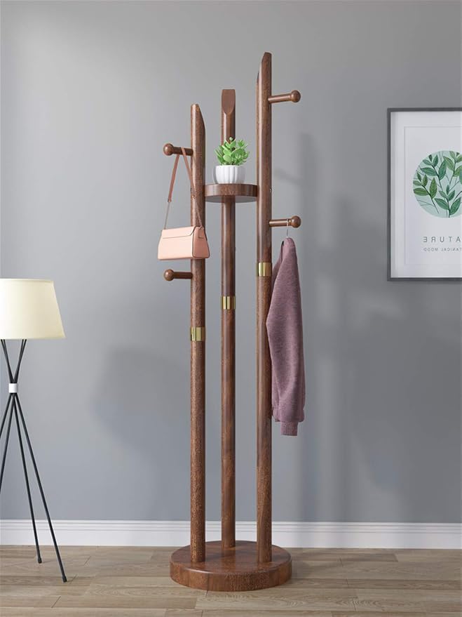 Mlaea Wood Coat Stand Rack, Floor-Standing Coat Rail - Image 4