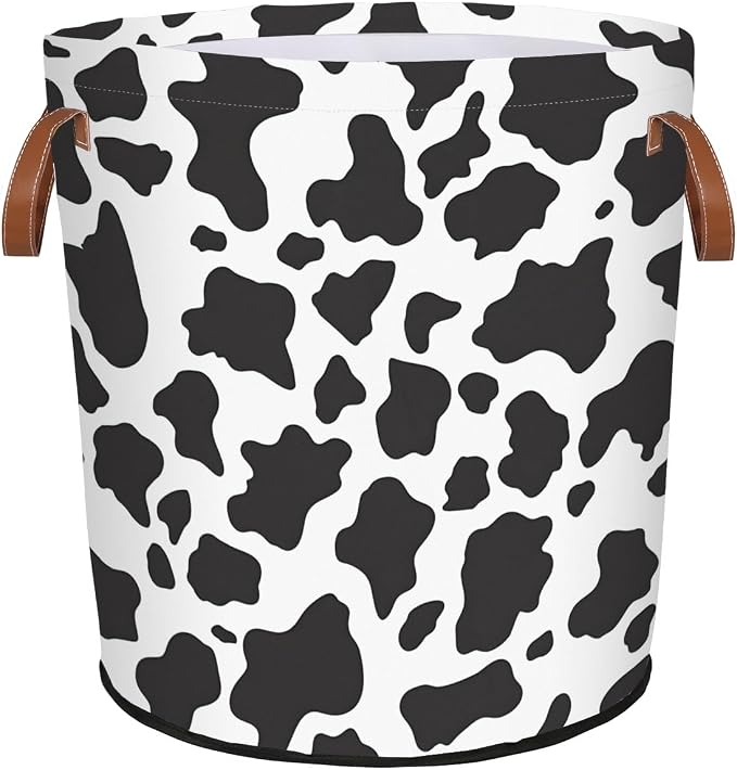 Cow Print Laundry Hamper Waterproof Collapsible Basket by Mozaigos