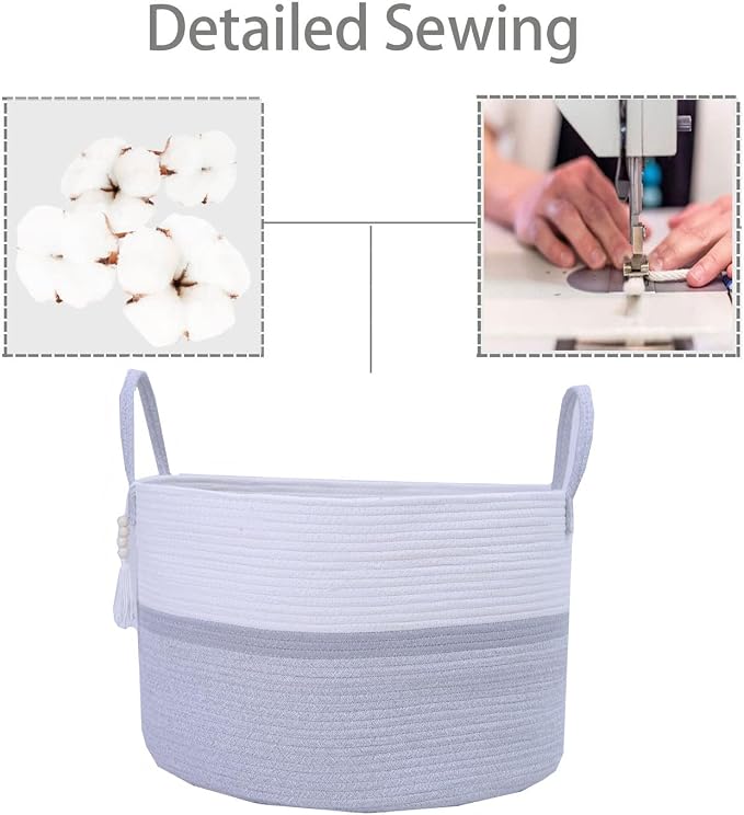 Woven Storage Basket with Handle, Nursery Hamper in Baby Nursery&Bathroom - Image 6