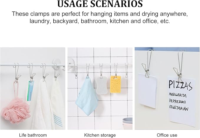 10pcs Stainless Steel Spring Hook Clothes Clips Non-Slip Large Laundry Pins - Image 8