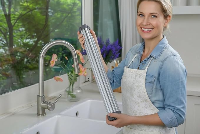 Aluminum Roll Up Dish Drying Rack Over Sink - Image 8