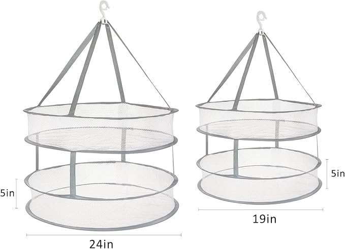 AUTODECO 2 Pack 2-Tier Folding Mesh Clothes Hanging Dryer, Sweater Drying Rack - Image 2