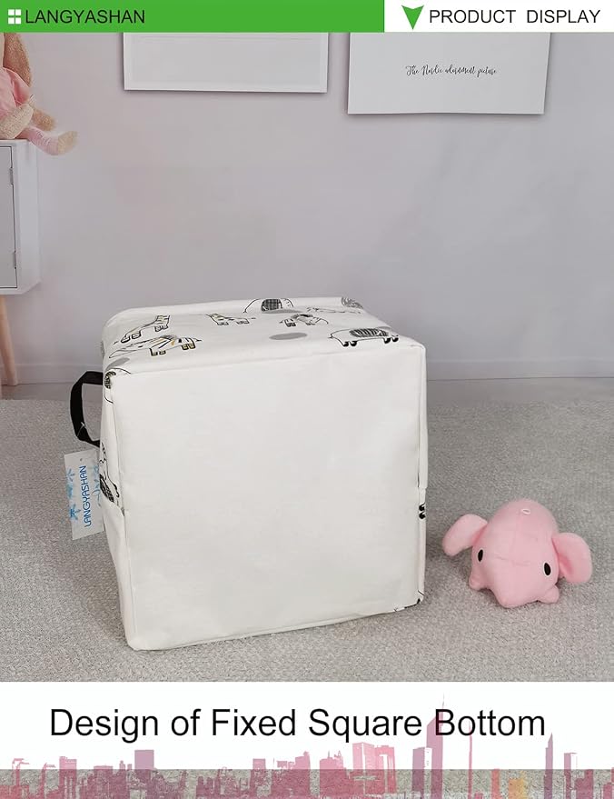 LANGYASHAN Square Storage Baskets Waterproof Canvas Children Laundry Nursery - Image 7