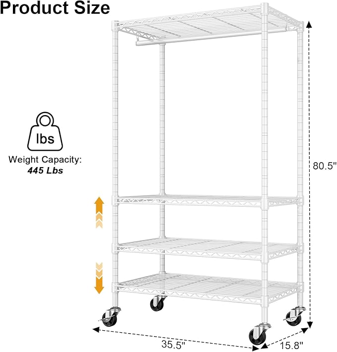 P9 Rolling Clothes Rack Heavy Duty, Clothing Racks - Image 4