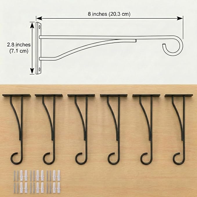 8" Plant Hangers 6 Pack, Hanging Plant Bracket - Image 4