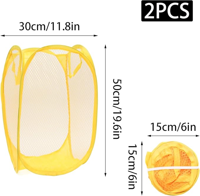 2Pcs Popup Mesh Laundry Baskets, Collapsible and Portable Laundry Hamper - Image 2