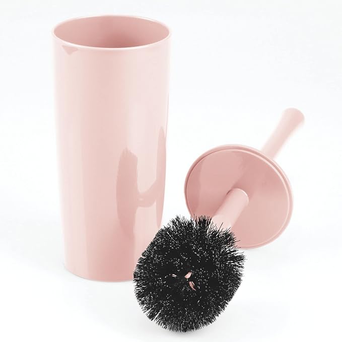 mDesign Slim Plastic Toilet Bowl Brush and Holder Set, Modern Compact Storage - Image 6