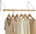 IBUYKE Wall Mounted Clothes Rack, Wood Wall Mounted Clothes Rail, Space-Saving by IBUYKE