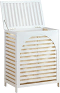 Laundry Hamper with Lid, Bamboo Clothes Laundry Basket with Handles, Removable by Kitsanery