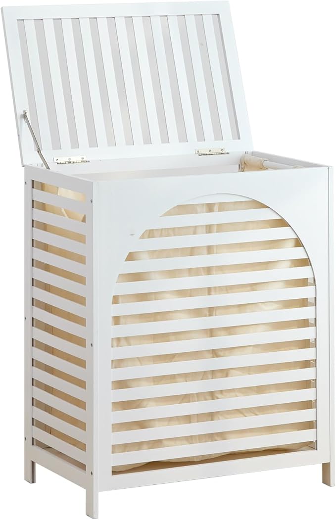 Laundry Hamper with Lid, Bamboo Clothes Laundry Basket with Handles, Removable by Kitsanery