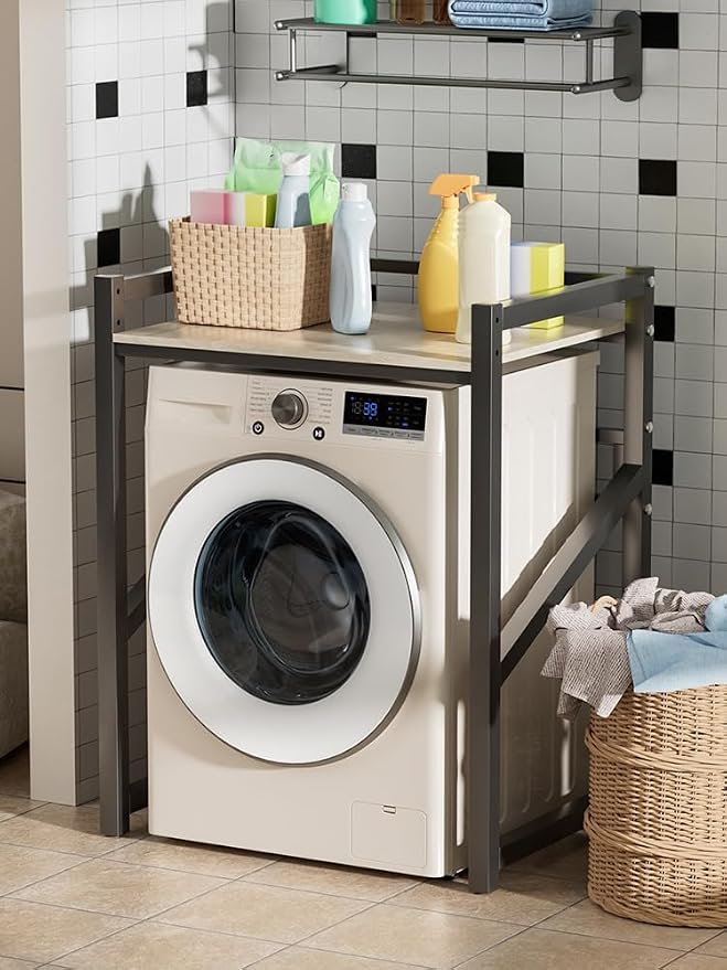 Over Washer and Dryer Storage Shelf, Adjustable Height Countertop Utility Rack - Image 2