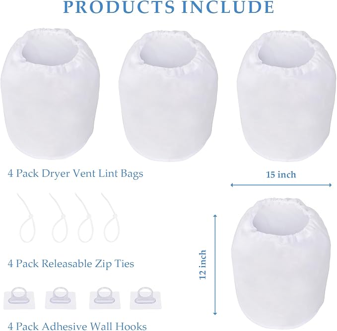 4 Pack Dryer Vent Lint Catcher Bags, Lint Trap Catcher - Image 8
