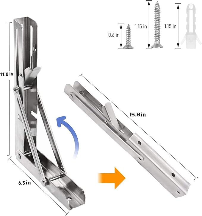 Folding Shelf Brackets 12 inch 2 Pcs Max. Load 220lb - Image 2
