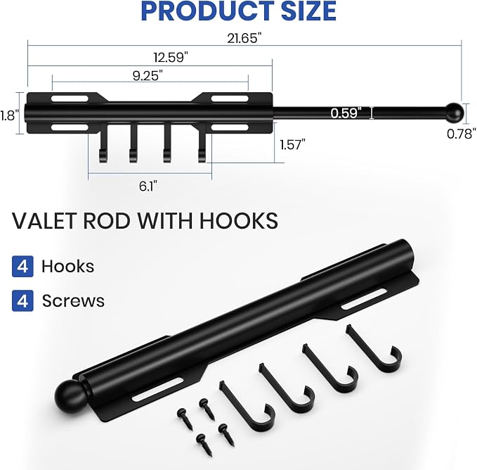 12 Inch Valet Rod for Closet Pull Out, Retractable Slide Out Clothes Hanger - Image 6