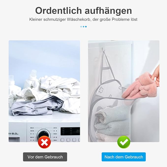 Hanging Laundry, Mesh Collapsible Small Wall Laundry Baskets, Pop Up Laundry - Image 3