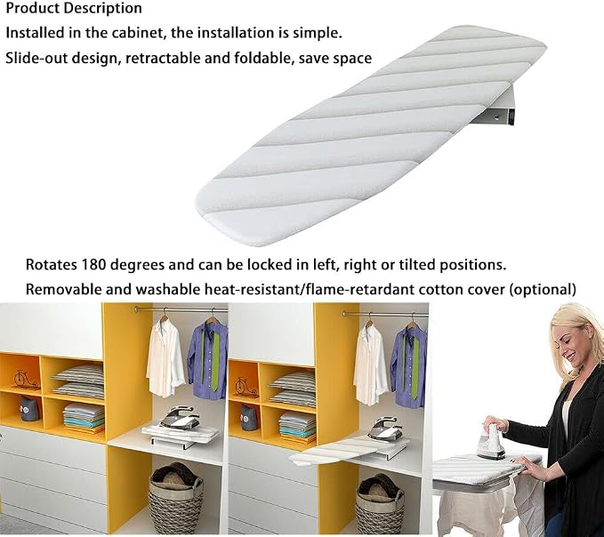 TFCFL Wall Mounted Ironing Board Foldable Ironing Cabinet Storage Station - Image 7