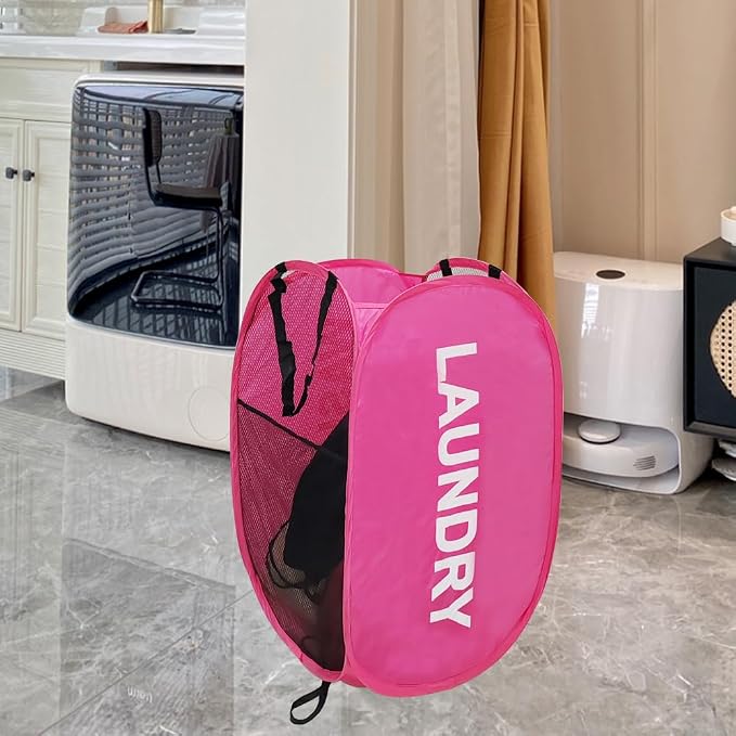 Larpur Pop Up Laundry Baskets, 2 Pack Mesh Laundry Hampers - Image 9