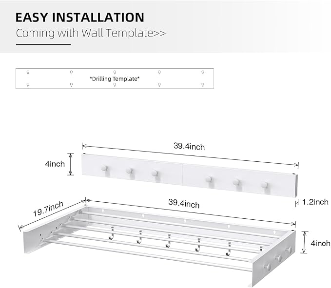 Drying Rack Clothing, Clothes Drying Rack Wall Mounted, Laundry Drying Rack - Image 2