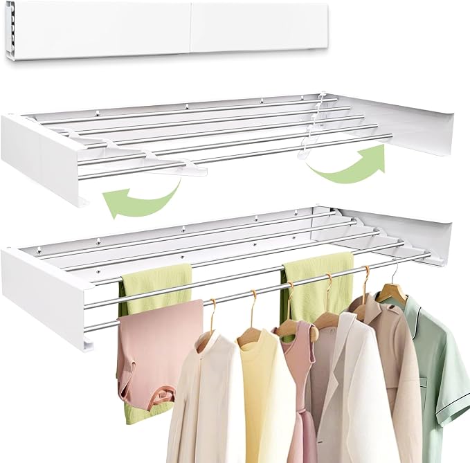 Wall Mounted Drying Rack 31.5'', Foldable Wall Clothes Drying Rack, Space by Unknown