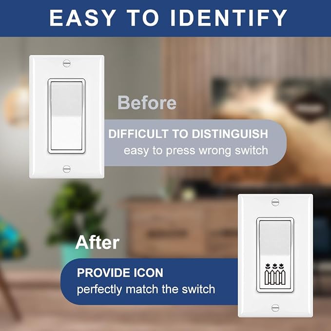 400 Pcs Light Switch Sticker Labels, Transparent Switch ID Stickers Black PVC - Image 7