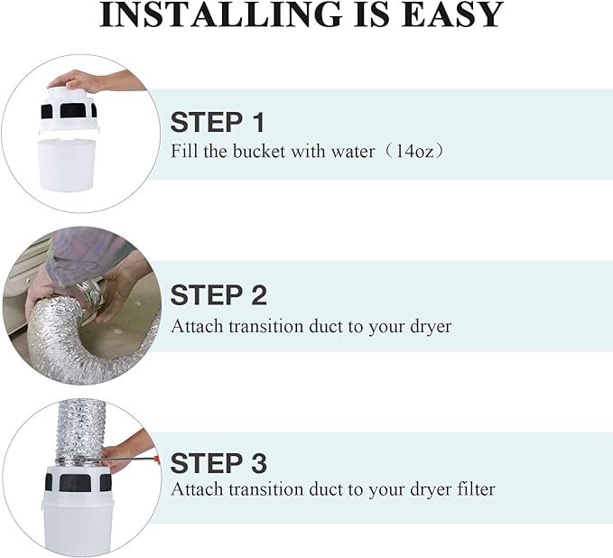 VIWINVELA 3 IN 1 Indoor Dryer Vent Kit Filter Bucket - Image 4