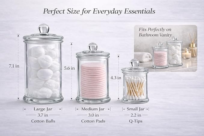 KMWARES 3PCs Set Small Mini Clear Glass Premium Quality Apothecary - Image 3