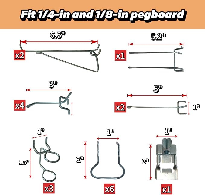 Pegboard Metal Hooks Kit 90PCS - Image 3