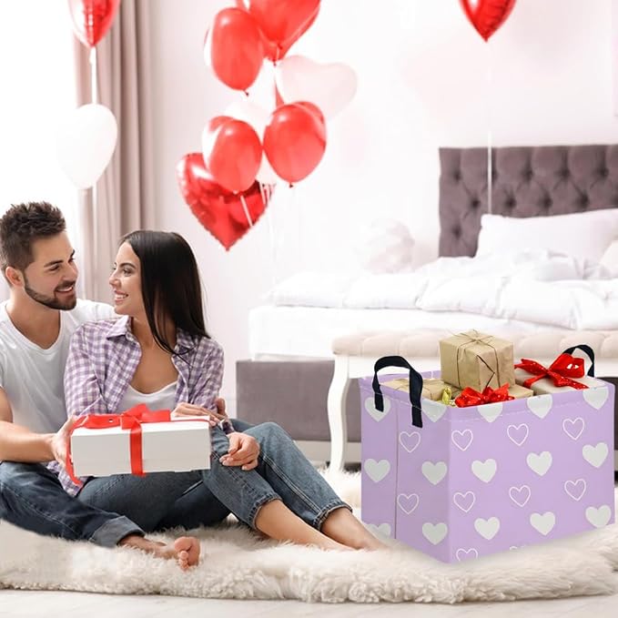 Rectangular Purple heart, Valentine's Day Gift Basket, nursery basket, Girls - Image 3