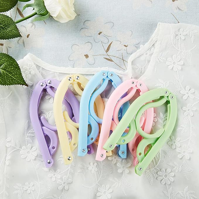 EAVOQLB 10 PCS Portable Folding Clothes Hangers Retractable Plastic Non Slip - Image 7