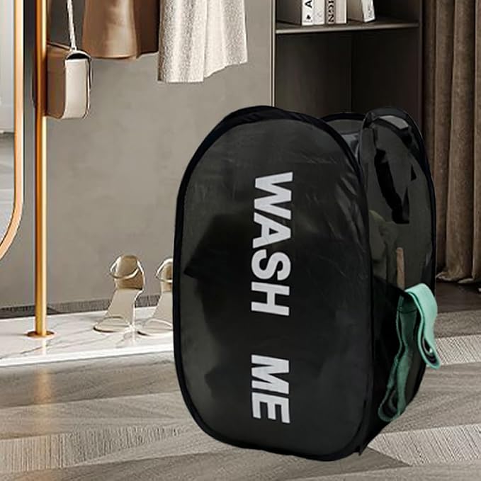 Pop Up Laundry Hampers, Collapsible Mesh Laundry Baskets, 2 Pack Black Clothes - Image 7