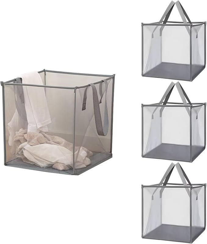 4 Pack Popup Laundry Hamper, Small Collapsible Mesh Laundry Baskets Dirty by Typutomi