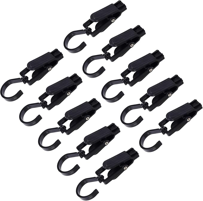 10pcs Clothes Pins Clips with Hook, Rotatable Strong Load Bearing Clothes Line - Image 7