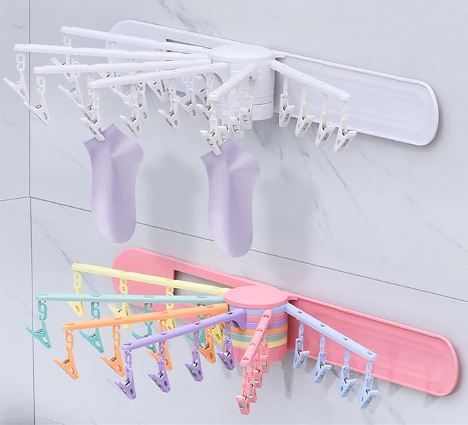 Wall Mounted Clothes Hanger Rack Socks Gloves Towels Drying Rack Space-Saver - Image 8