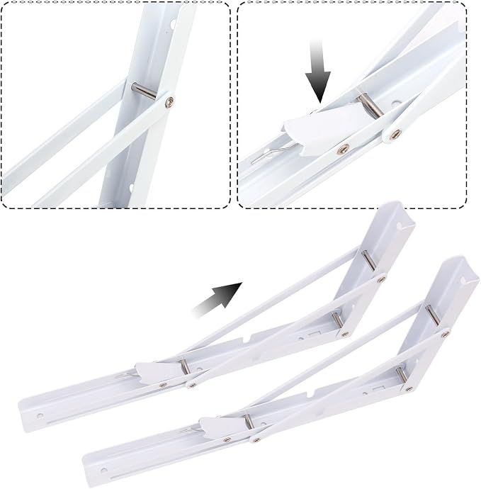 10 Pack 12 Inch White Folding Shelf Brackets - Image 3