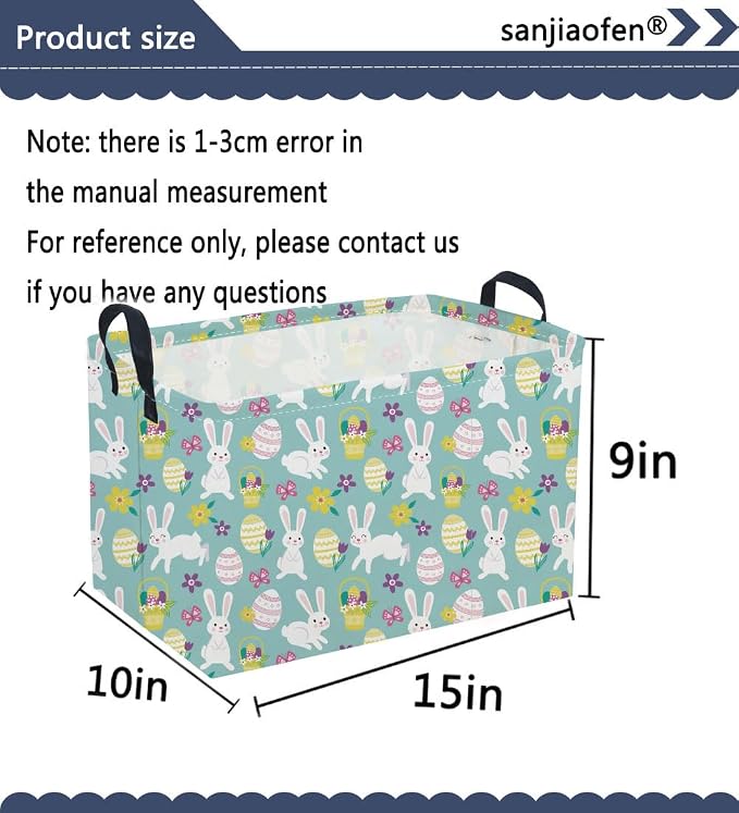 Sanjiaofeng Rectangular Easter Basket Eggs Storage Bins, Cute Storage Basket - Image 2