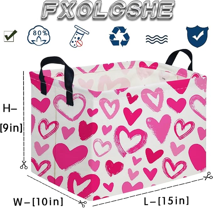 Rectangular Valentines Basket, baby Gift Basket Empty, Heart Print easter - Image 7
